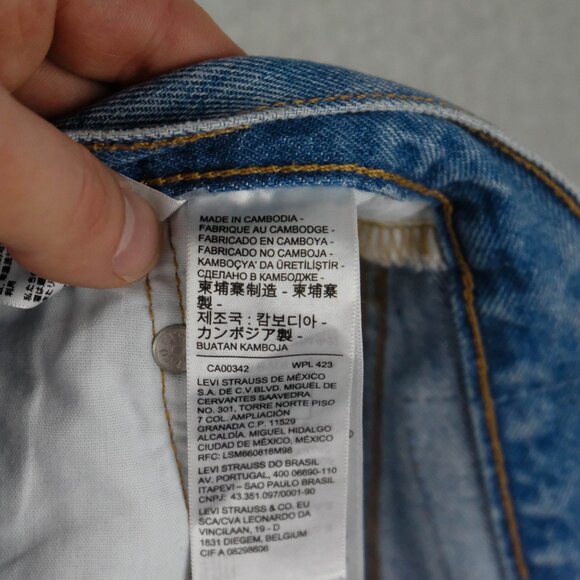Levis 501 Jeans Womens 28 Blue Distressed  Button Fly High Rise Medium Wash - Picture 11 of 13